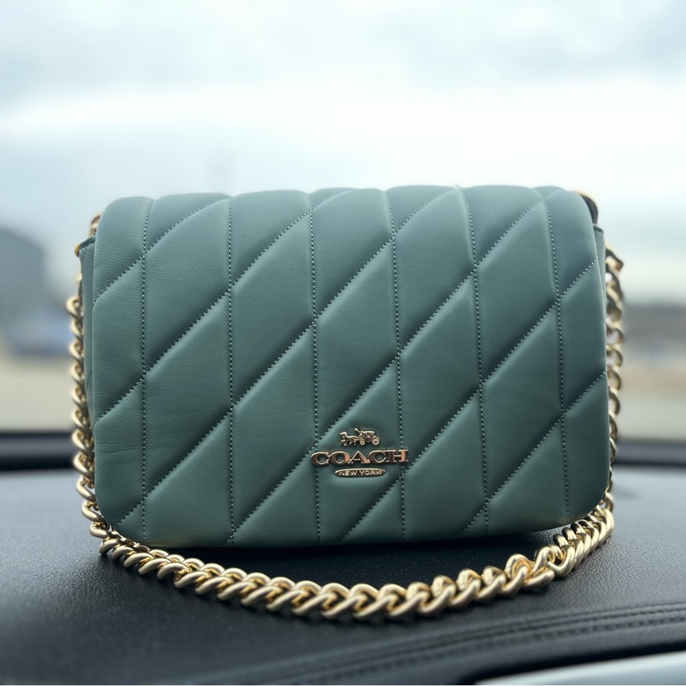 Coach Quilted Green Shoulder Bag
